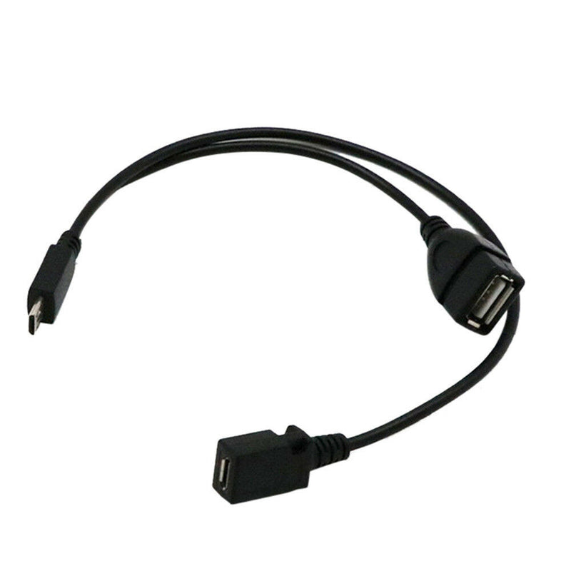 Black 3 in1 Micro USB HUB Male to Female USB 2.0 Charging Host OTG Adapter Cable