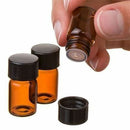 20 pack 1 ml (1/4 dram) Amber Glass Essential Oil Bottle, Orifice Reducer & cap