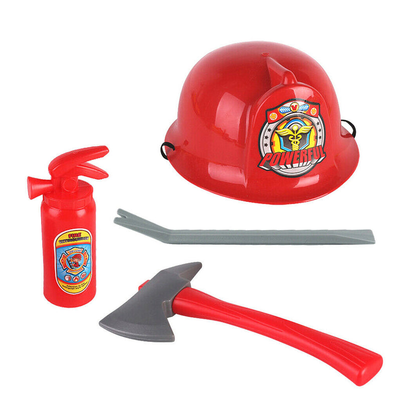 Kids Yellow Safety Firefighter Helmet & Assorted Tools Halloween Costume