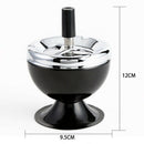Stainless Steel Wine Style Ash Tray with Cover Round Push Down Portable Cig