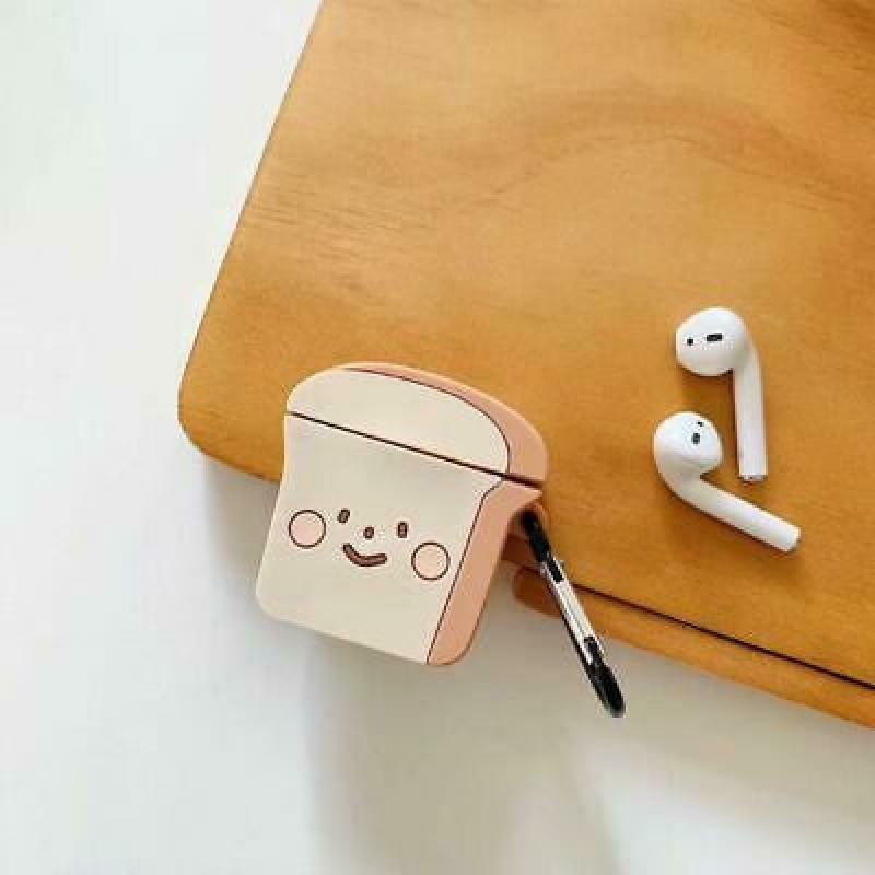 Unique Toast Bread Pattern Protective Case Soft Silicone Cover for Airpods 1/2
