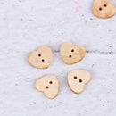 100pcs Heart Shaped Wooden Buttons Natural Sewing Buttons Craft Clothes Decor BX