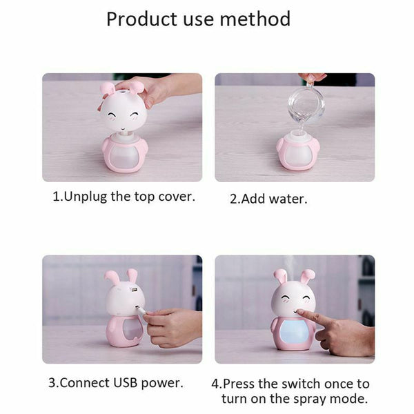200Ml Usb Aroma Essential Oil Diffuser Ultrasonic Cool Mist Rabbit Humidifi T2E1
