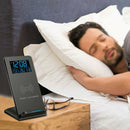 Electric LCD Digital Alarm Clock w/ Wireless Charging Pad Phone Charger Stand
