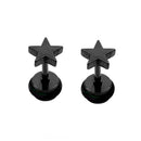 Fashion Men's Barbell Jewelry 316L Steel Black Penagramt Ear Studs Earrings