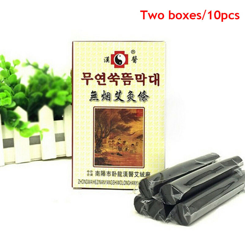 10Pcs Black Traditional Smokeless Moxa Stick Roll 14*110Mm Moxibustion LJ