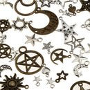 100g Mixed Assorted Moon Star Sun DIY Charms Jewelry Findings Pendant Beads