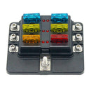 6-Way Blade Fuse Box Fuse Block Holder with Fuses for 12V 24V Car Marine