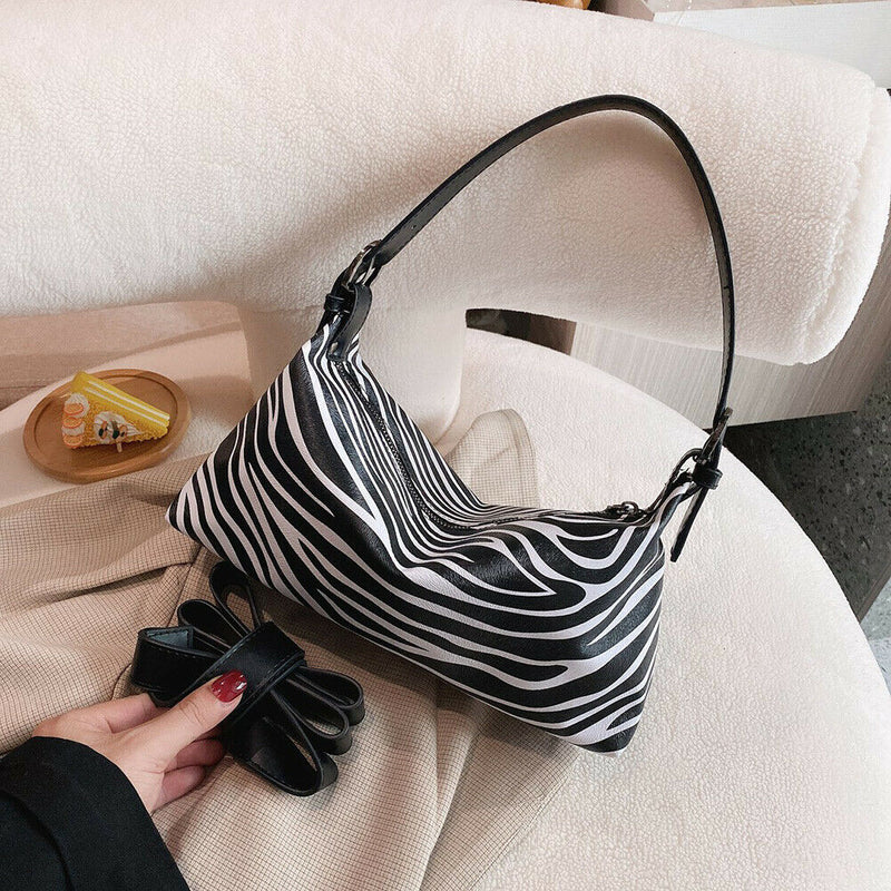 Retro Animal Print Messenger Bag Women Portable Shoulder Handbag (3 Zebra)
