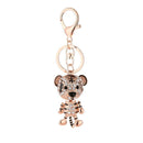 Shining Women Cute Tiger Elegant Rhinestones Keychain Rings Car Bag Pendant