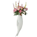 Fish Ceramic Wall Mounted Vase Decorative Hanging Flower Vase with Flower E