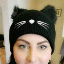 Women Devil Horns Cat Ear Winter Beanie Crochet Braided Ski Cap Wool QA Kni J5M5