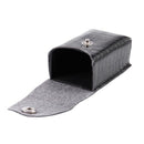 Faux Leather Press Buckle Folding Eyeglasses Case Glasses Box Black