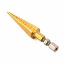 1/4 inch Hex Shank HSS High Speed Steel Titanium Coated Step Drill Bit 3-13