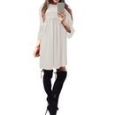 Solid Color Loose Straight Dress Pleated Women Chiffon Dresses (White S)