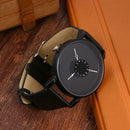 Fashion Unisex Women Men Wristwatches PU Strap Analog Quartz Watch (Black) A