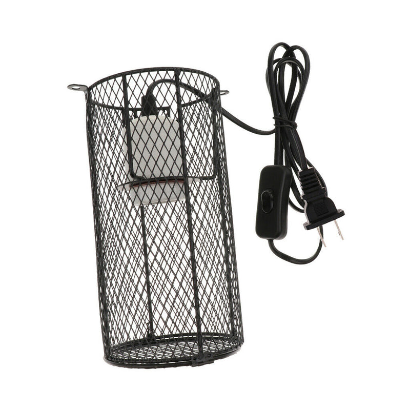 Reptile Heat Light Holder Iron Lampshade Pet Anti-Scald Lamp Shade US Plug