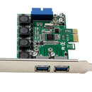 PCI Express Expansion Card, Dual USB 3.0 PCI-E PCI Express Hub with 19-pin