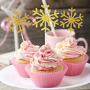 60 Pack Snowflake Cupcake Toppers Glitter Snowflake Cake Topper Picks for ChY6Y8