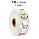 500pcs/roll round floral thank you stickers for package seal lab`US