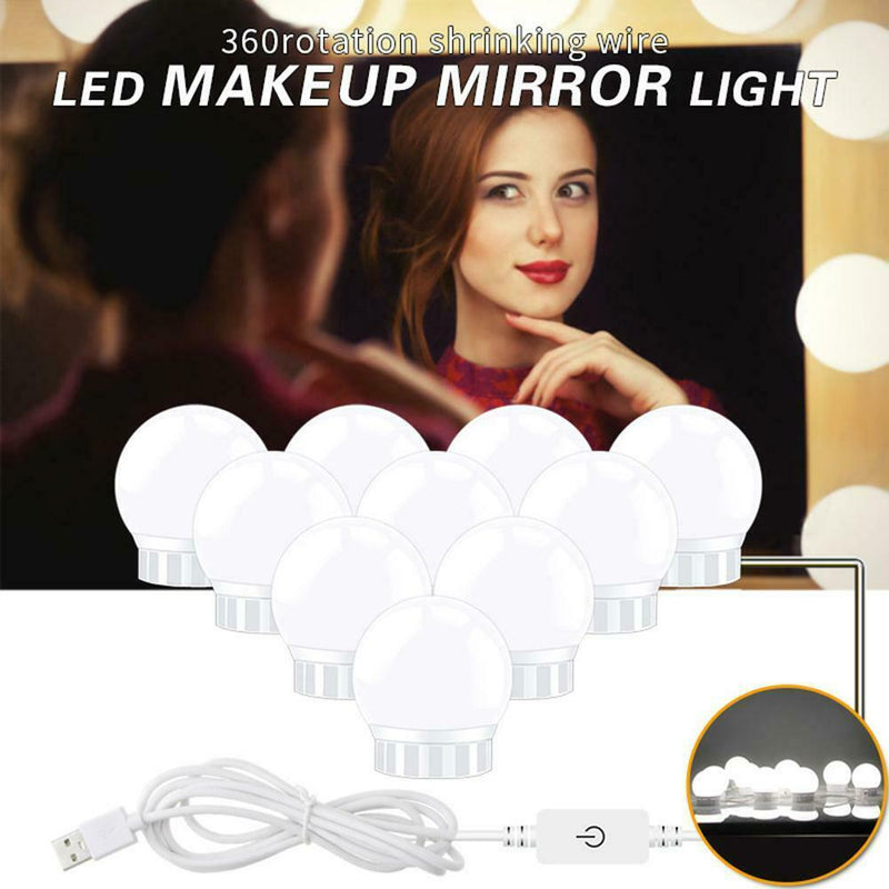 LED Mirror Makeup Light Bulb Dimmable Table Cosmetic Wall Lamp (10 Strings) SN9F
