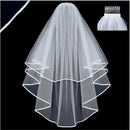 Elegant White Elegant Beauty Two Layers Short Net Tulle Bride  For Wedd â„–[