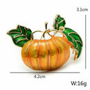 Halloween Pumpkin Brooch New Alloy Green Leaves Orange Enamel Pumpkin Women A7X9
