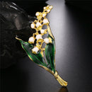 Enamel White Floral Leaf Brooch Pin Bouquet  Shirt Collar Pin Gift Women  3C