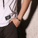 17.5-22cm Men Religious Prayer Black Cross Bracelet Stainless Steel Cuff