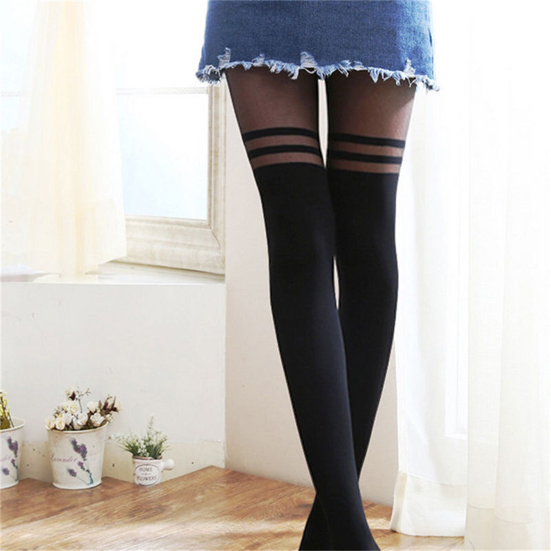 Black Sexy Women Temptation Sheer Mock Suspender Tights Pantyhose Stockings B.AU