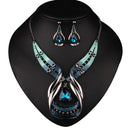 Crystal Choker Chunky Statement Pendant Bib Necklace Earring Jewelry Set