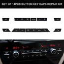 14pcs Button Key Caps Repair Kit A/C Heater Switch for BMW 5/6/7 Series