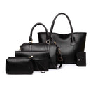 5pcs/set Leather Women Shoulder Bag Pure Color Large Handbag Clutch Card Holder