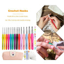 14pcs Aluminum Crochet Set Soft Handles Knitting Needles Kit Weaving Tools