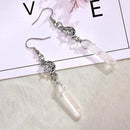 Clear Quartz Moon Earrings - Boho, Witchy, Natural Stones, Esoteric, Celestial~