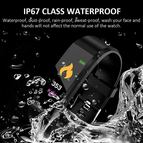 115PLUS Smart Bracelet Heart Rate Monitor Fitness Tracker Wristband (Black) A#S