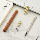0.7mm Wood Brass Ballpoint Pens Ink Roller Ball Pens Fine Writing Gel Pens U8X0