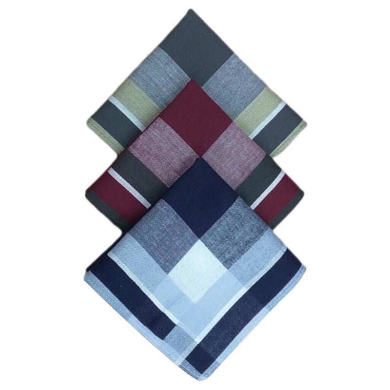 12pcs Plaid Handkerchiefs Classic Soft Hanky  Square Formal Kerchief 16''