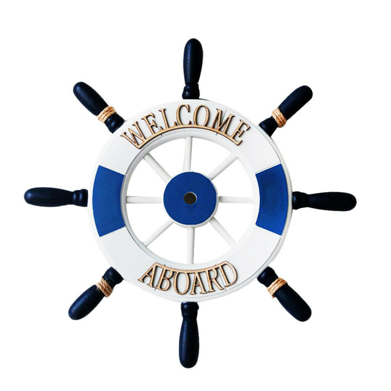32cm Nautical Beach Wooden Boat Ship Steering Wheel Home Wall Decor