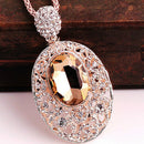 Women Cubic Zirconia Flower Long Adjustable Chain Pendant Sweater Necklace  N5Y3