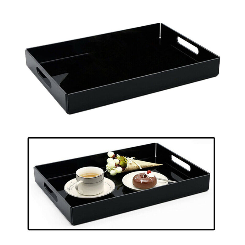 Food Service Tray Breafast Drinks Cake Trays Acrylic Makeup Organizer Black