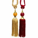 1 Pair Window Curtain Tieback Red Beaded Ribbon Tassel Rope Curtain Tie Bac