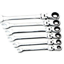 6 Pcs Multi Use Two Head Activity Ratchet Gear Wrench Set Flexible Open End