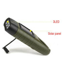 Solar Powered Hand Crank Flashlight Rechargeable LED w/ Clip Emergency Light New