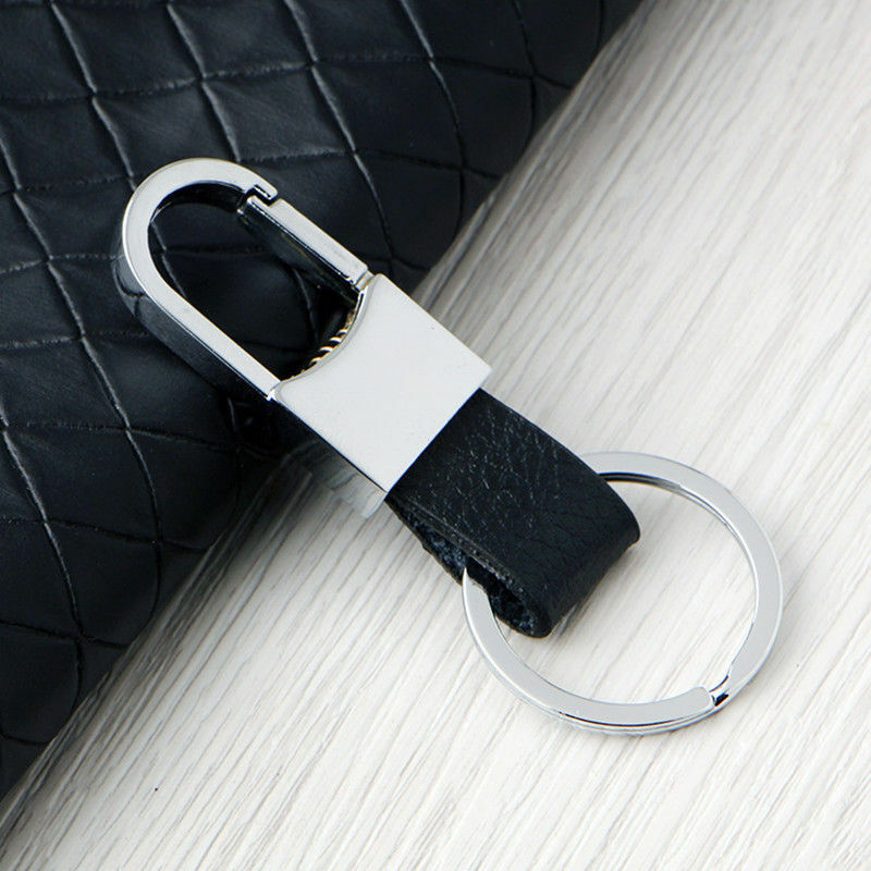 Fashion Men Leather Alloy Metal Keyfob Car Keyring Keychain Key Chain Ring Gift