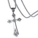 High Polished Stainless Steel Cross Pendant Mens Necklace Christian Charms