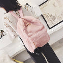 Women Soft Faux Fur Plush Backpack Shoulder Bag Fluffy School Bag with Hear