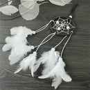 Dream Catcher With White Feather Beads Wall Hanging Decor Craft Car Ornament Hn