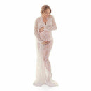 Maternity Photography Props Maxi Maternity Gown V-neck Lace Dresses Pregnan D8P9