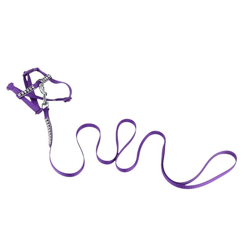 Pet Dog Puppy Adjustable Training Harness Leash Traction Rope Purple L1X8